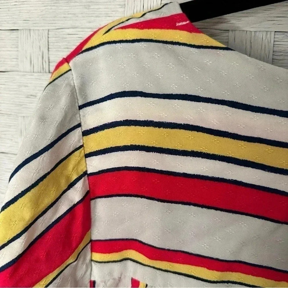 Lane Bryant square neck short flutter sleeve multi colored striped top size 20 - Picture 3 of 7